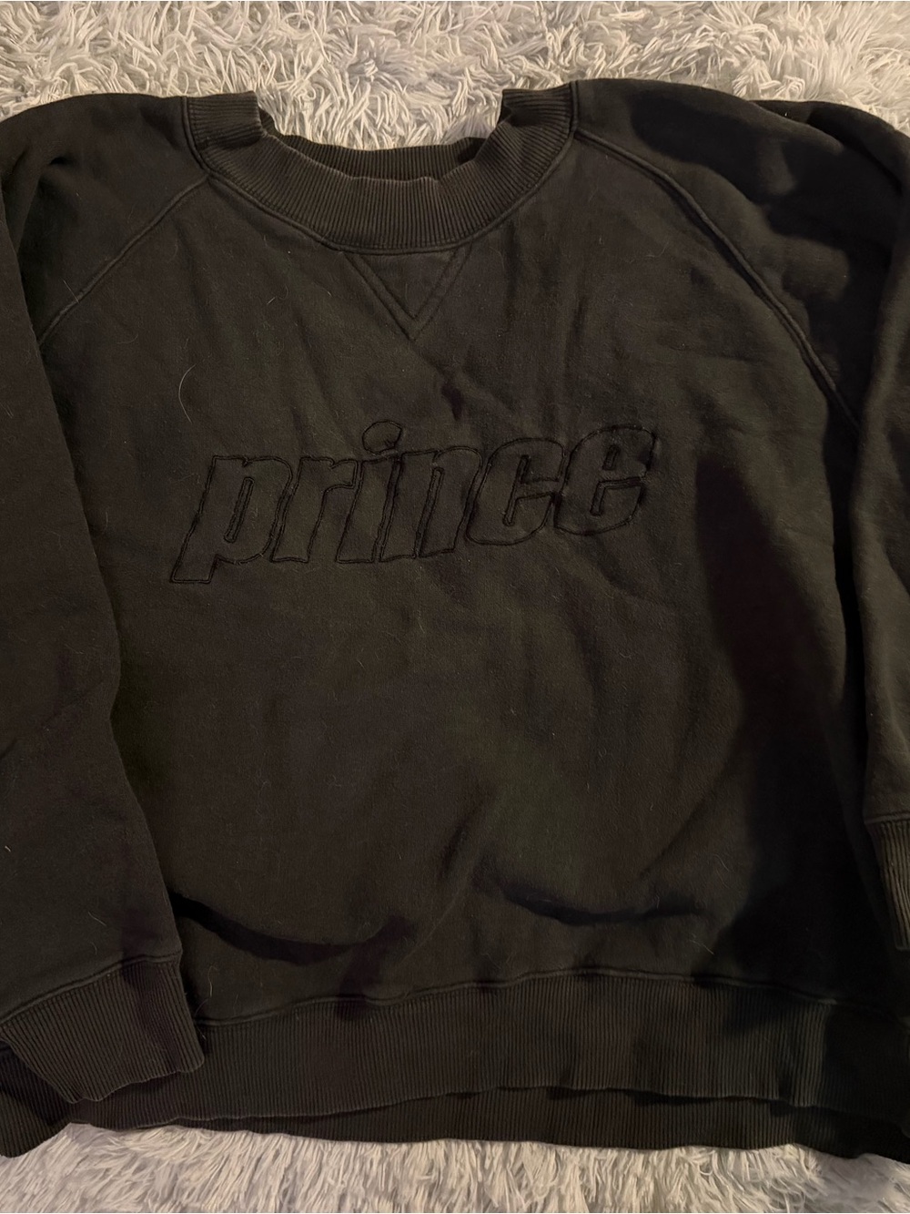Prince Sportswear Black Embroidered Logo Crewneck Sweatshirt - Men